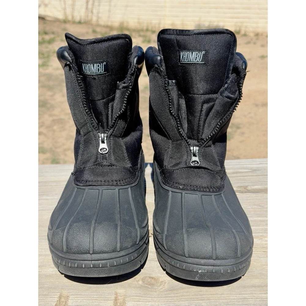 Khombu Paul Men's Size 12 Black Waterproof Insulated Winter‎ Snow Boots Zip 3M